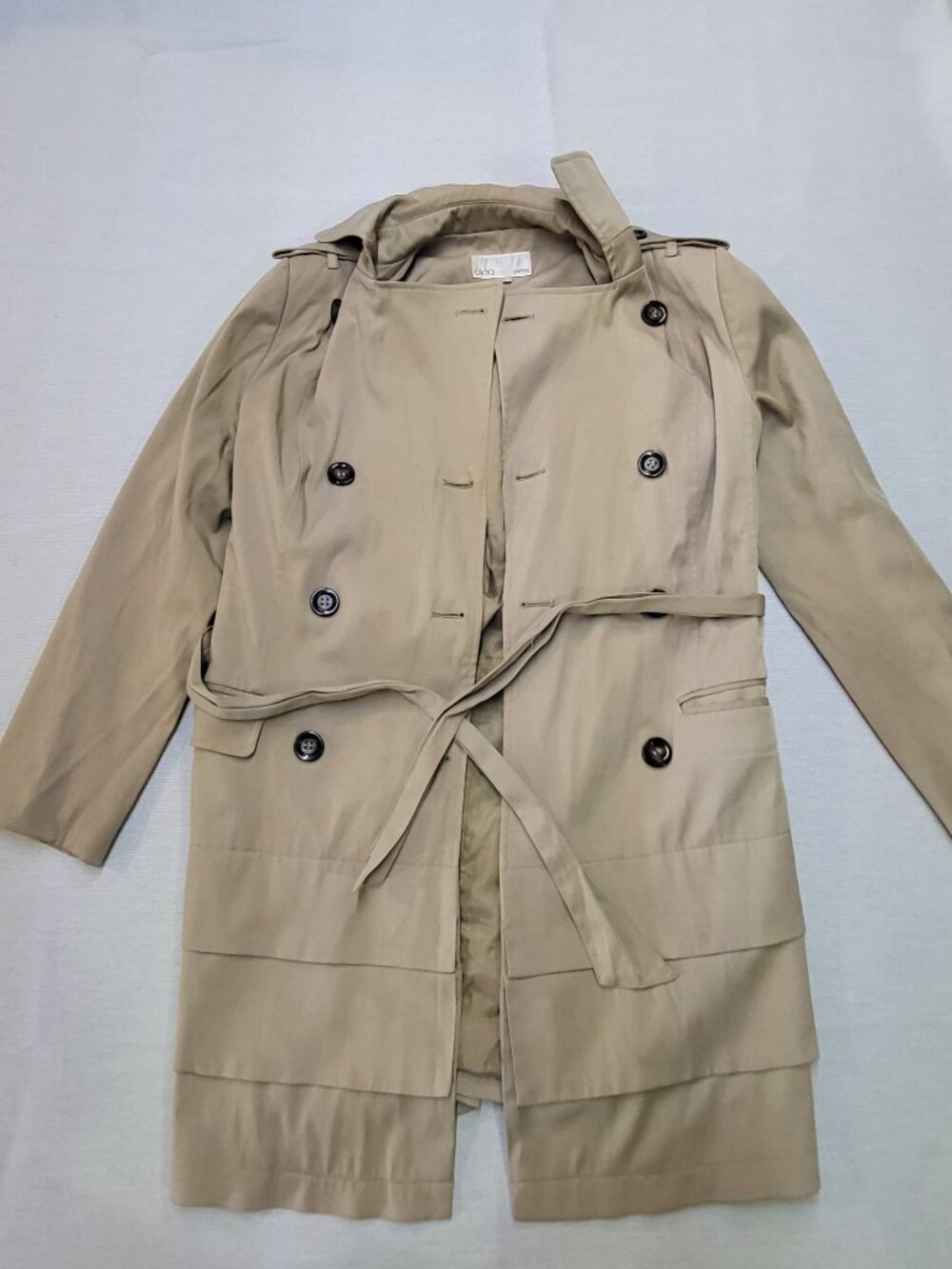 Cleo Petite Women’s Trench Coat Size 4P Beige Double Breasted - Picture 8 of 11